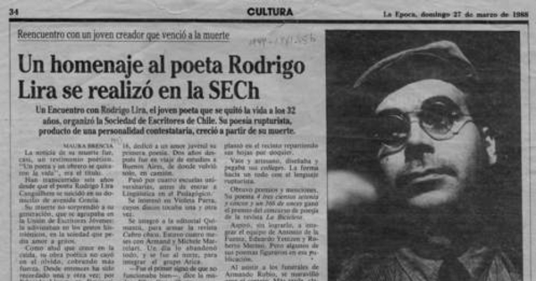 Un homenaje al poeta Rodrigo Lira se realizó en la SECh