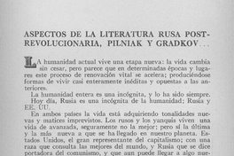 Aspectos de literatura rusa post-revolucionaria : Pilniak y Gradkov