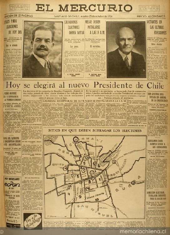El Mercurio en el día de las elecciones, 1938