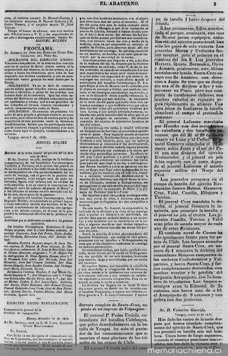 Derrota completa de Santa Cruz, copiada de un impreso de Valparaíso