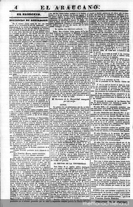 Dieciocho de septiembre, El Araucano, Santiago de Chile, 24 de septiembre de 1831, n° 54