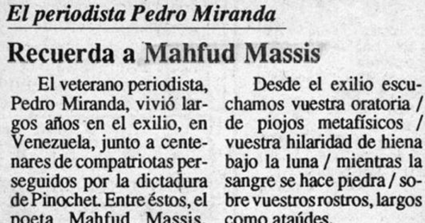 El periodista Pedro Miranda recuerda a Mahfud Massis