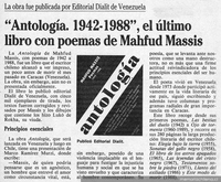 Antología : 1942-1988, el último libro con poemas de Mahfud Massis