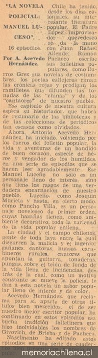 La novela policial : Manuel Luceño : 16 episodios, por A. Acevedo Hernández