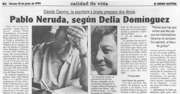 Pablo Neruda, según Delia Domínguez