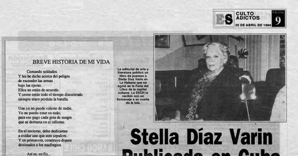 Stella Díaz Varín publicada en Cuba