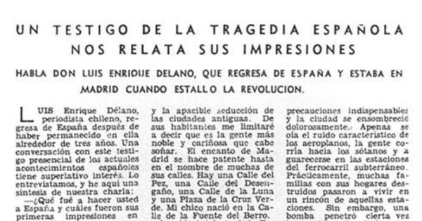 Un testigo de la tragedia española nos relata sus impresiones