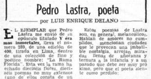 Pedro Lastra, poeta