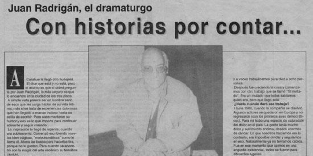 Juan Radrigán, el dramaturgo con historias por contar