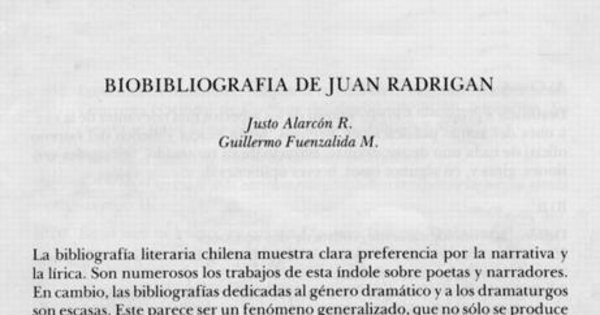 Biobibliografía de Juan Radrigán