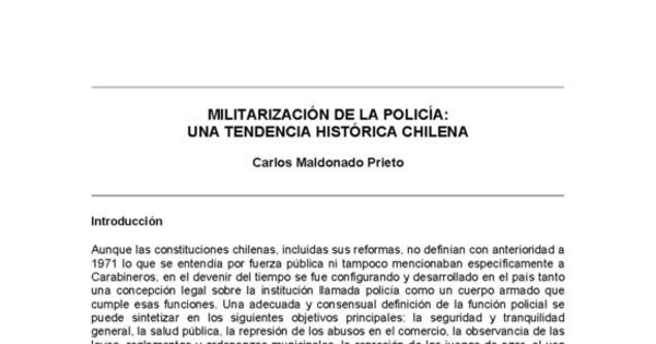 Militarización de la policía : una tendencia histórica chilena
