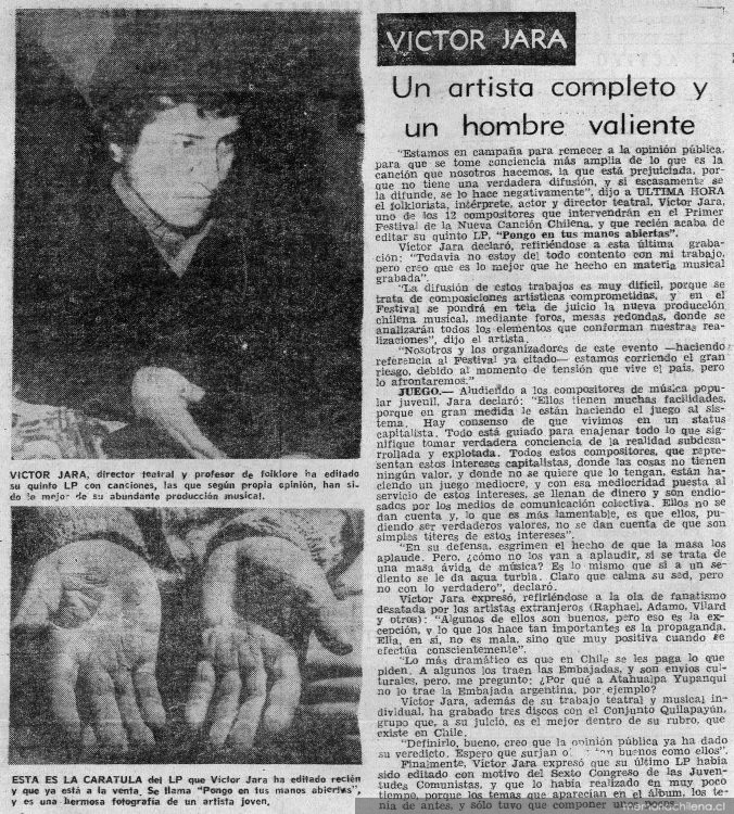 Víctor Jara : un artista completo y un hombre valiente
