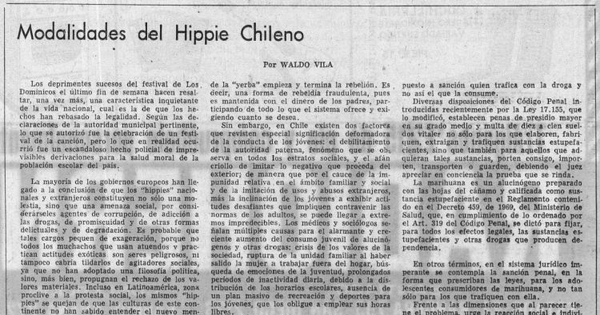 Modalidades del hippie chileno