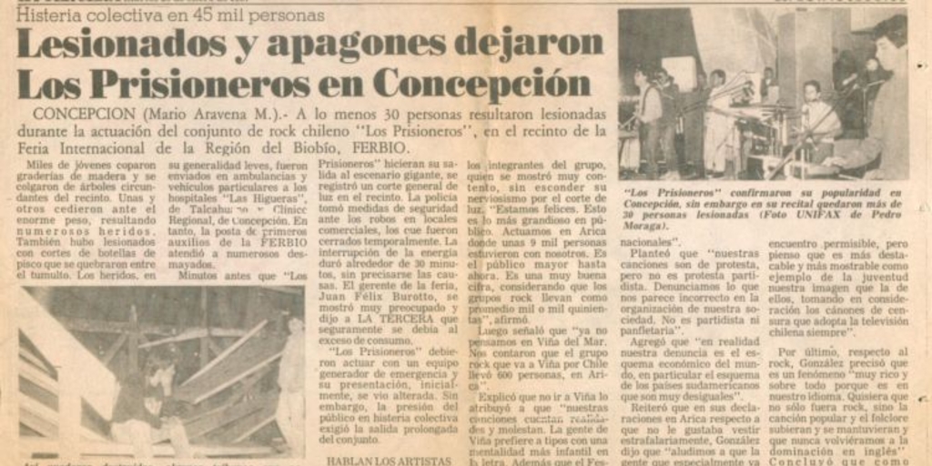 Lesionados y apagones dejaron Los Prisioneros en Concepción