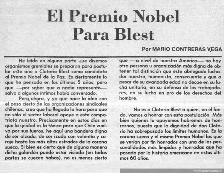 El Premio Nobel para Blest