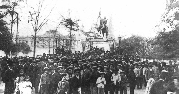 Primero de Mayo : Día del Trabajo, en la Alameda, Santiago, 1908