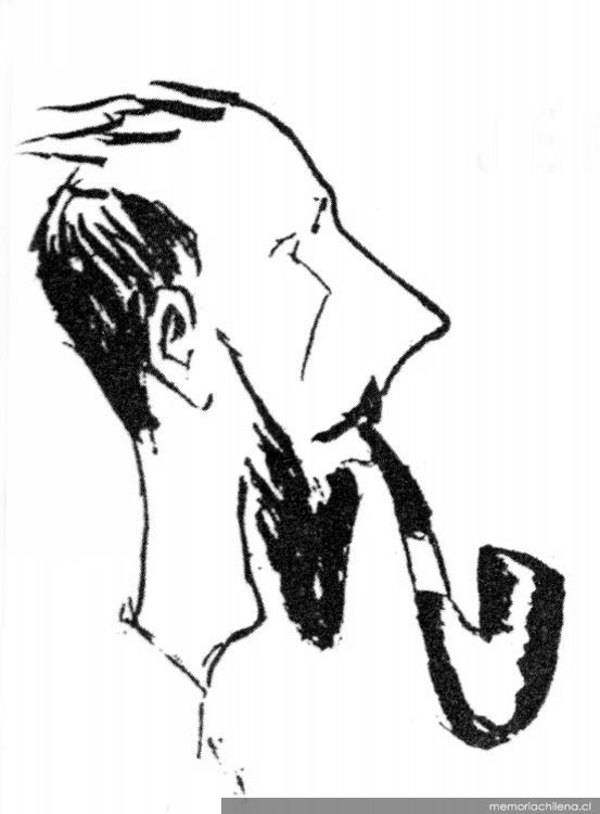 Jenaro Prieto, caricaturizado por él mismo