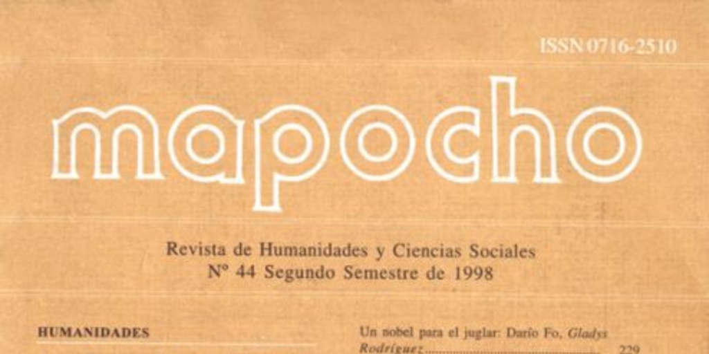 Mapocho : n° 44, segundo semestre, 1998