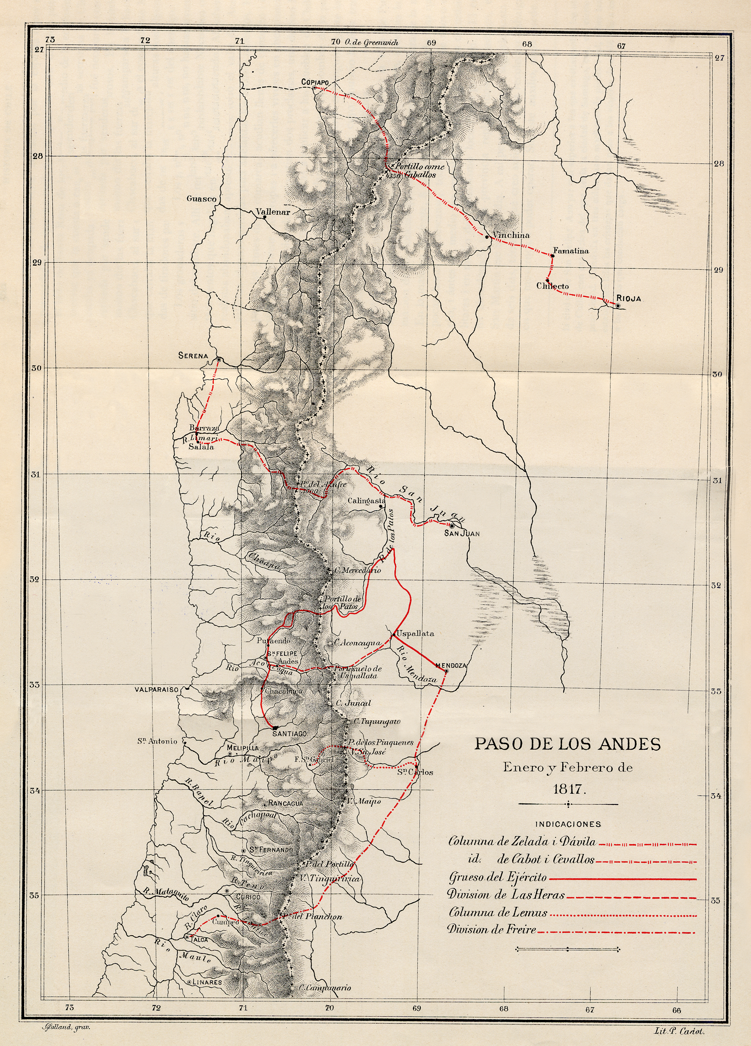 Paso de Los Andes, enero y febrero de 1817