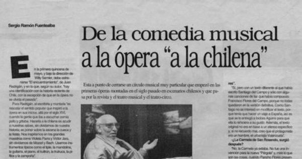 De la comedia musical a la ópera "a la chilena"