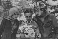 Carlos Borcosque junto a Rosita Ballestero y Gilbert Roland, ca. 1930