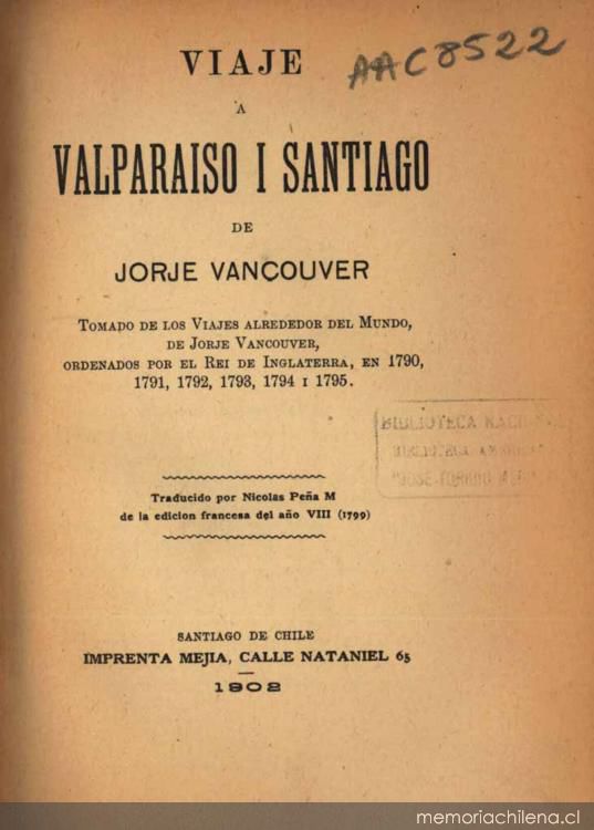 Viaje a Valparaiso i Santiago de Jorje Vancouver