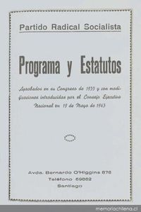 Programa y estatutos : aprobados en su congreso de 1935 y con modificaciones introducidas por el Consejo Ejecutivo Nacional en 19 de mayo de 1943