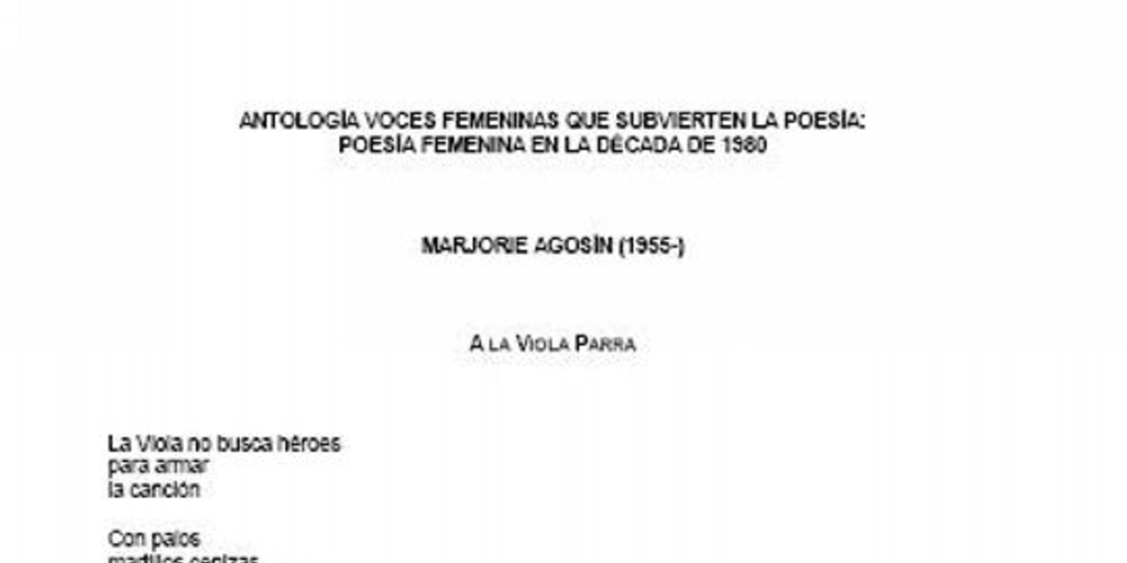 Antología voces femeninas que subvierten la poesía : poesía femenina en la década de 1980
