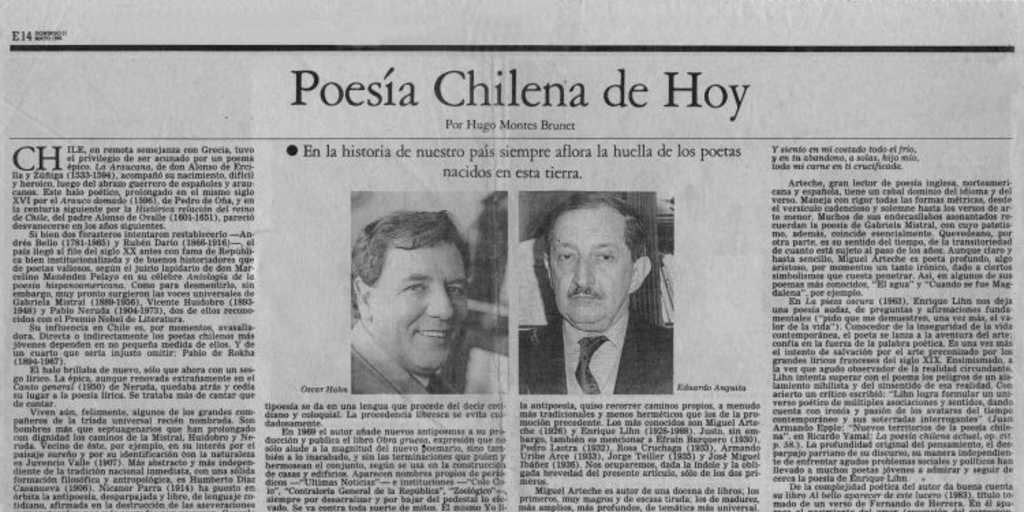 Poesía chilena de hoy