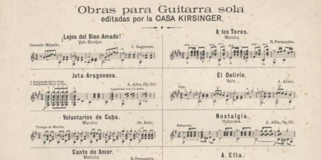 Obras para guitarra sola editadas por Carlos Niemeyer, 1900