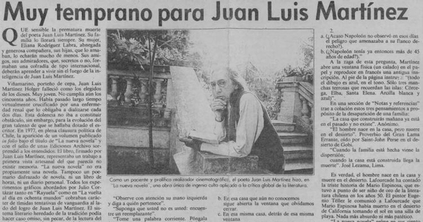 Muy temprano para Juan Luis Martínez