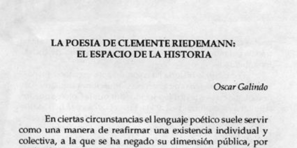 La poesía de Clemente Riedemann, el espacio de la historia
