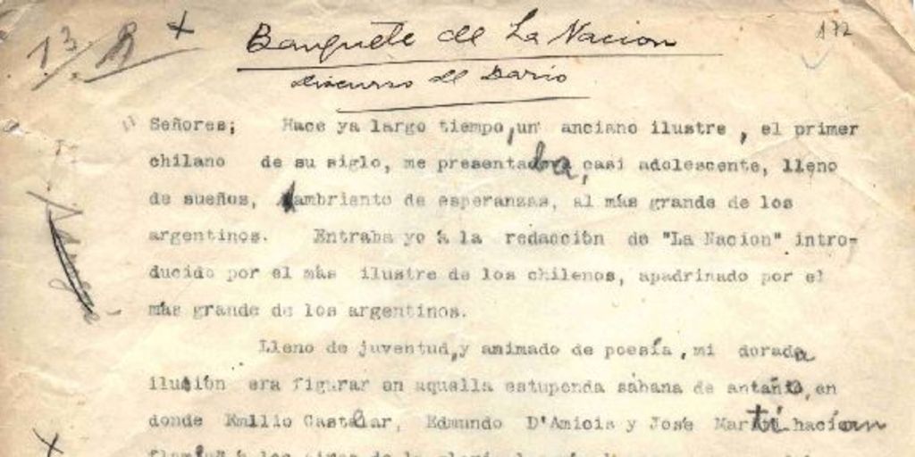 Banquete de La Nación [manuscrito]