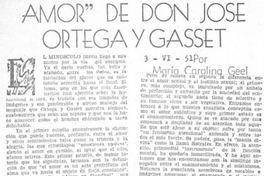 Los "Estudios sobre el amor" de Don José Ortega y Gasset