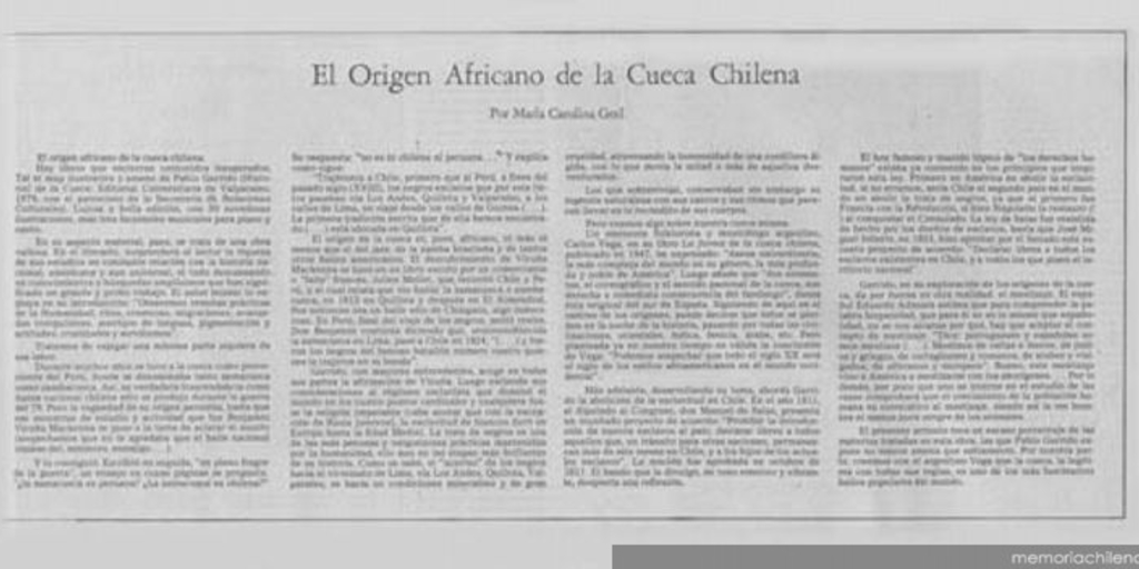 El origen africano de la cueca chilena
