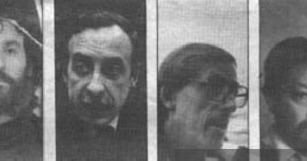 Antonio Skármeta, Claudio Bertoni, Gonzalo Millán, Ariel Dorfman, Federico Schopf y Oscar Hahn, 1987
