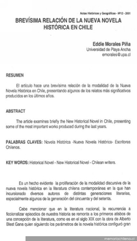 Brevísima relación de la nueva novela histórica en Chile