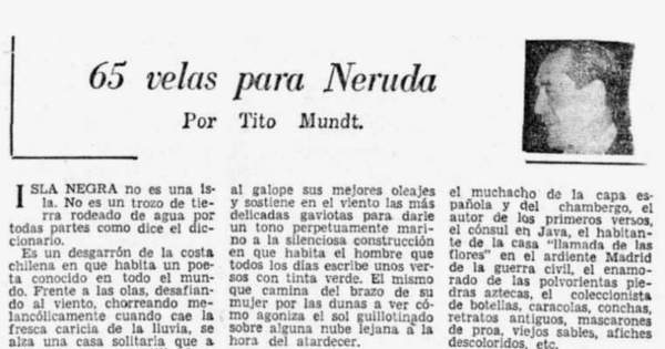 65 velas para Neruda