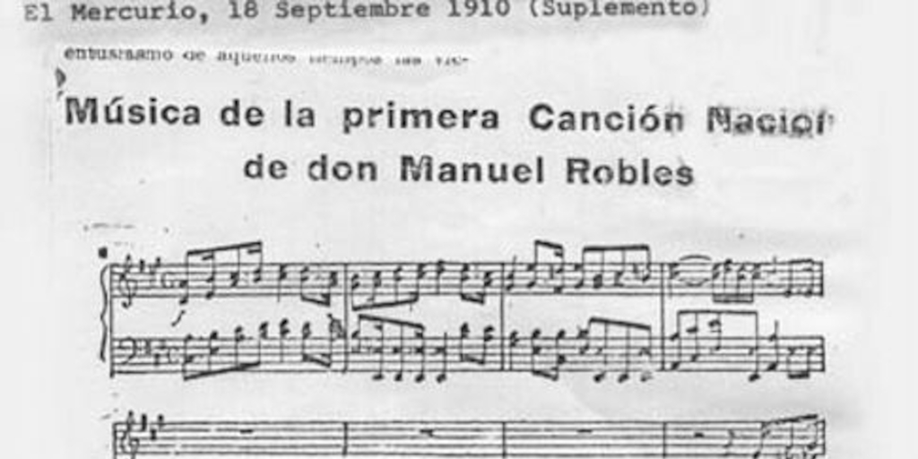 Música de la primera Canción Nacional de Don Manuel Robles