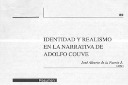 Identidad y realismo en la narrativa de Adolfo Couve