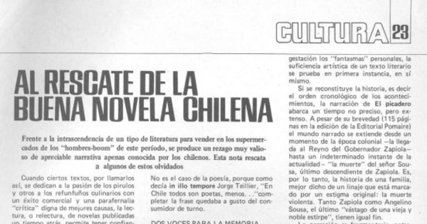Al rescate de la buena novela chilena