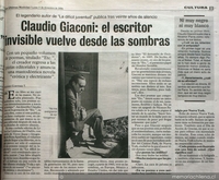 Claudio Giaconi: el escritor invisible vuelve desde las sombras