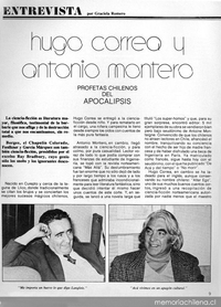 Hugo Correa y Antonio Montero profetas chilenos del apocalipsis