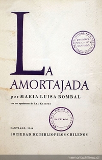 Portada de La Amortajada de María Luisa Bombal, diseñada por Mauricio Amster, 1966