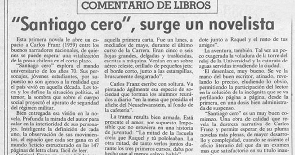 "Santiago cero", surge un novelista
