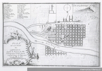 Plano "de la Vallée de Santiago, capitale du royaume de Chili", Francois Frezier, 1732