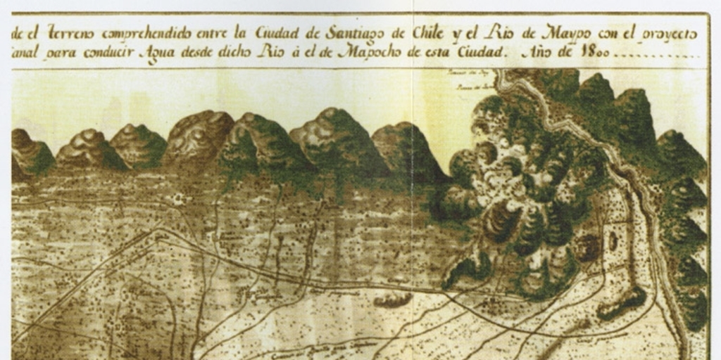 Terreno comprehendido entre la ciudad de Santiago de Chile y el Río de Maypo con el proyecto de un canal..., 1800