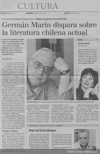 Germán Marín dispara sobre la literatura chilena actual
