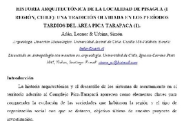 Historia arquitectónica de la localidad de Pisagua (I Región, Chile): una tradición olvidada en los períodos tardíos del área Pica-Tarapacá