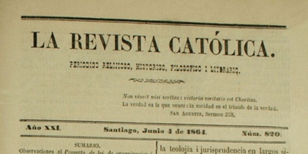 La Revista católica: nº 820-826, 4 de junio a 16 de julio de 1864